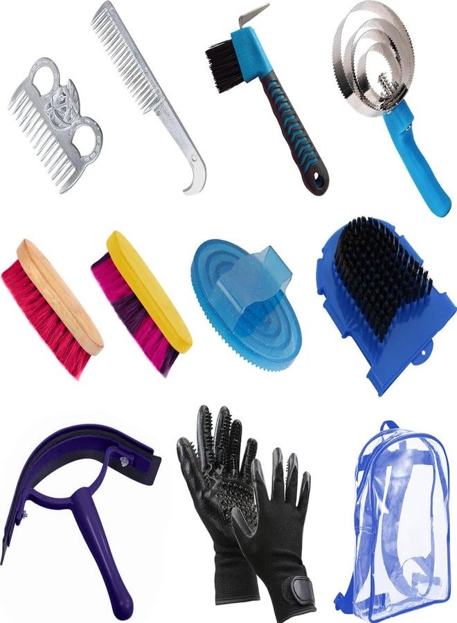 La La Pet® Grooming Kit with Bag - 11Pcs Brush Set for Horse Cleaning, Care and Tack Room Supplies - Image 1